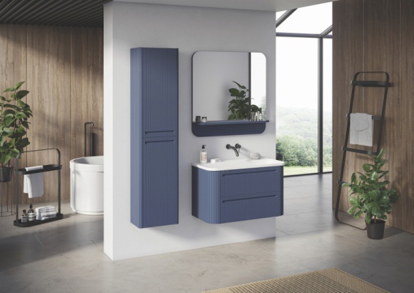 Ryflowane meble do łazienki Gloria 2.0. To projekt Grynasz Studio dla marki Devo